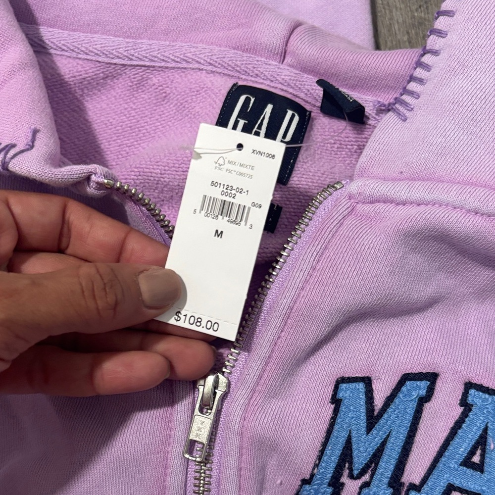 GAP Lilac Zip Hoodie & Sweatpants Set with Blue 'MAD' Embroidery - Picture 4 of 4